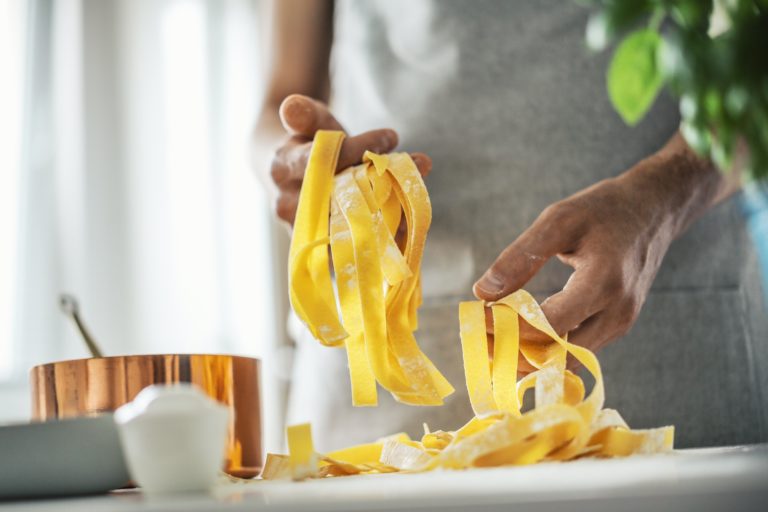 Pasta chef makes fresh italian pasta